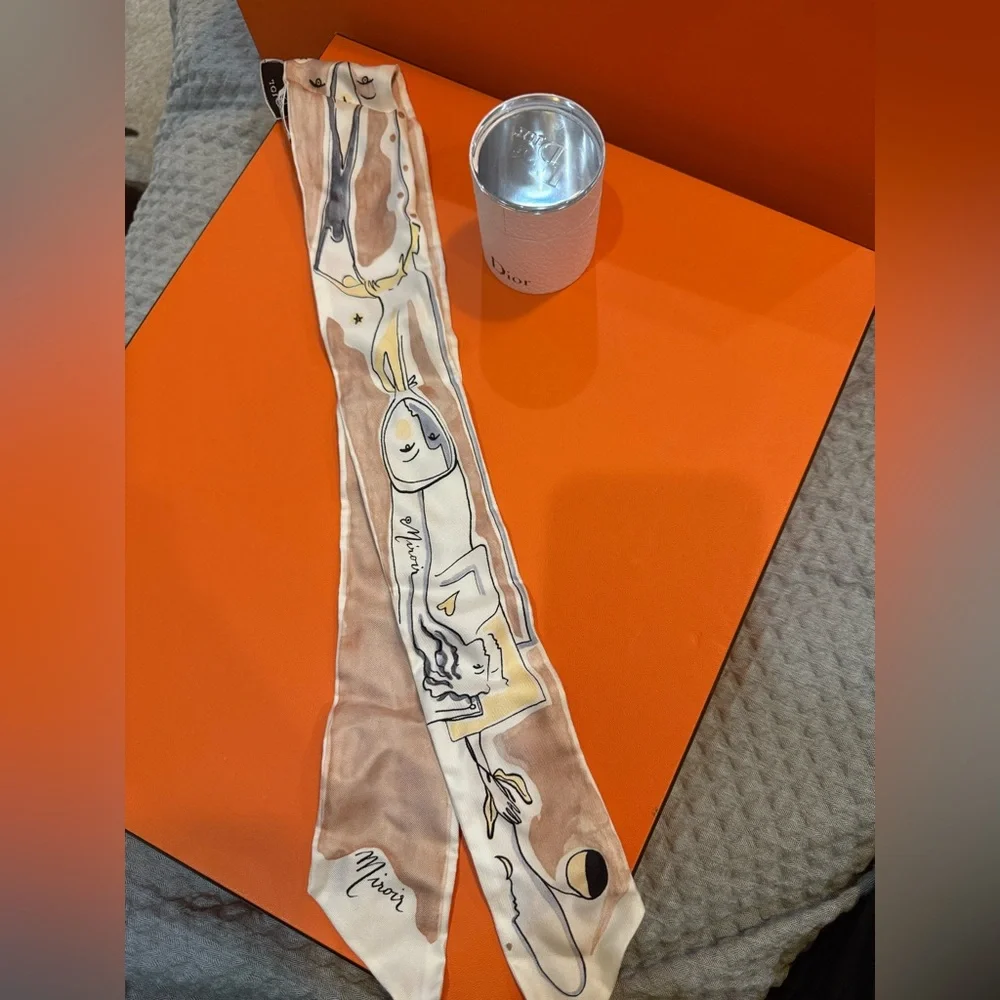 Dior Multicolor Silk ABCDIOR “M” Twilly Scarf